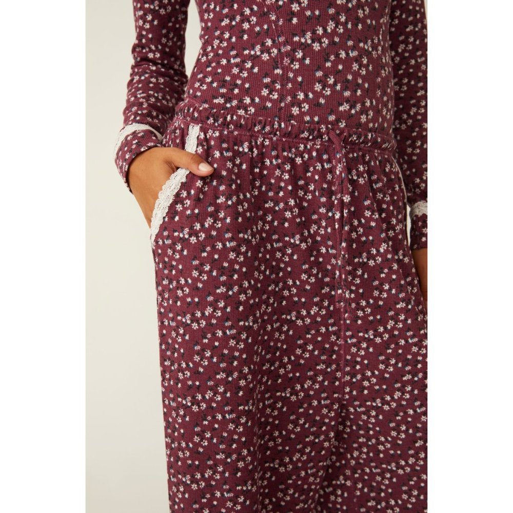 FREE PEOPLE Sugar Dreams Sleep Pants / Wine Combo - Picture 5 of 6